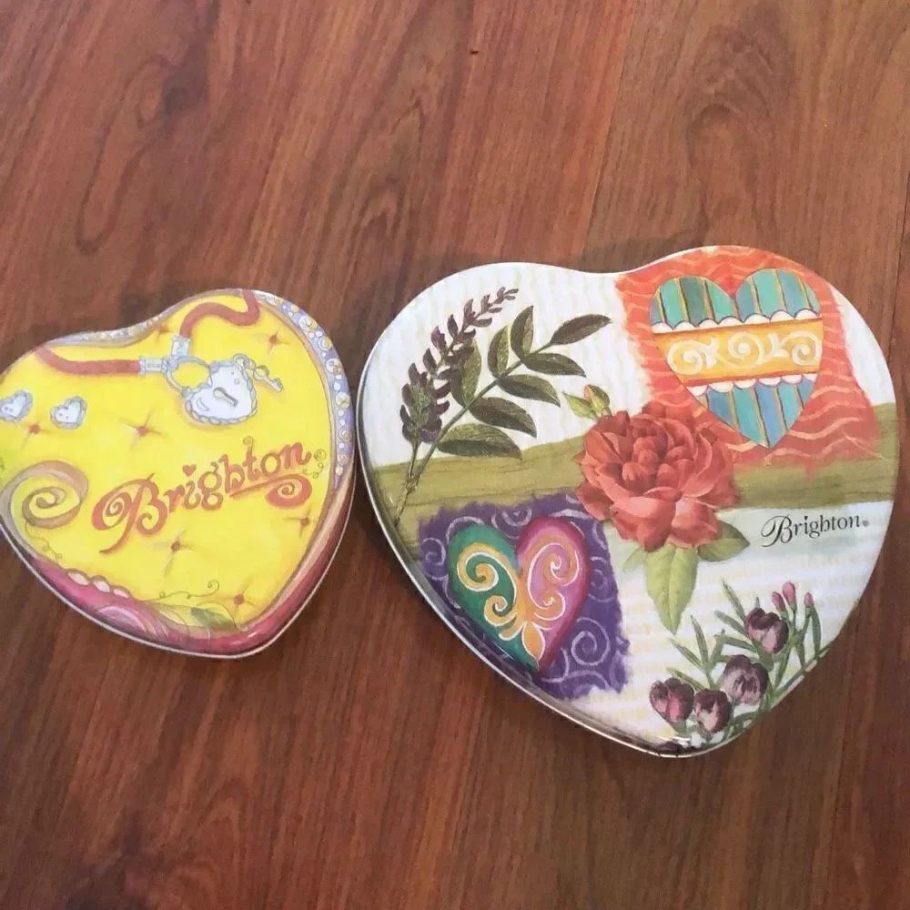 Set of 2 Brighton, heart, tins jewelry tins￼